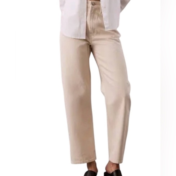 Calvin Klein Denim - CALVIN KLEIN Barrel Jeans Tapered 5 Pocket Pants Belt Loops Spring Beige Size 10